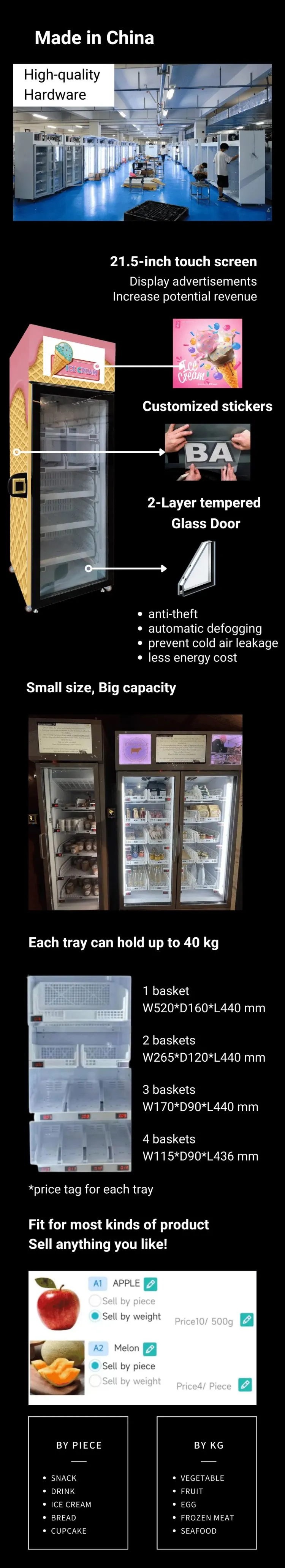 ice cream vending machine custom vending machine for ice frozen food cold drinks