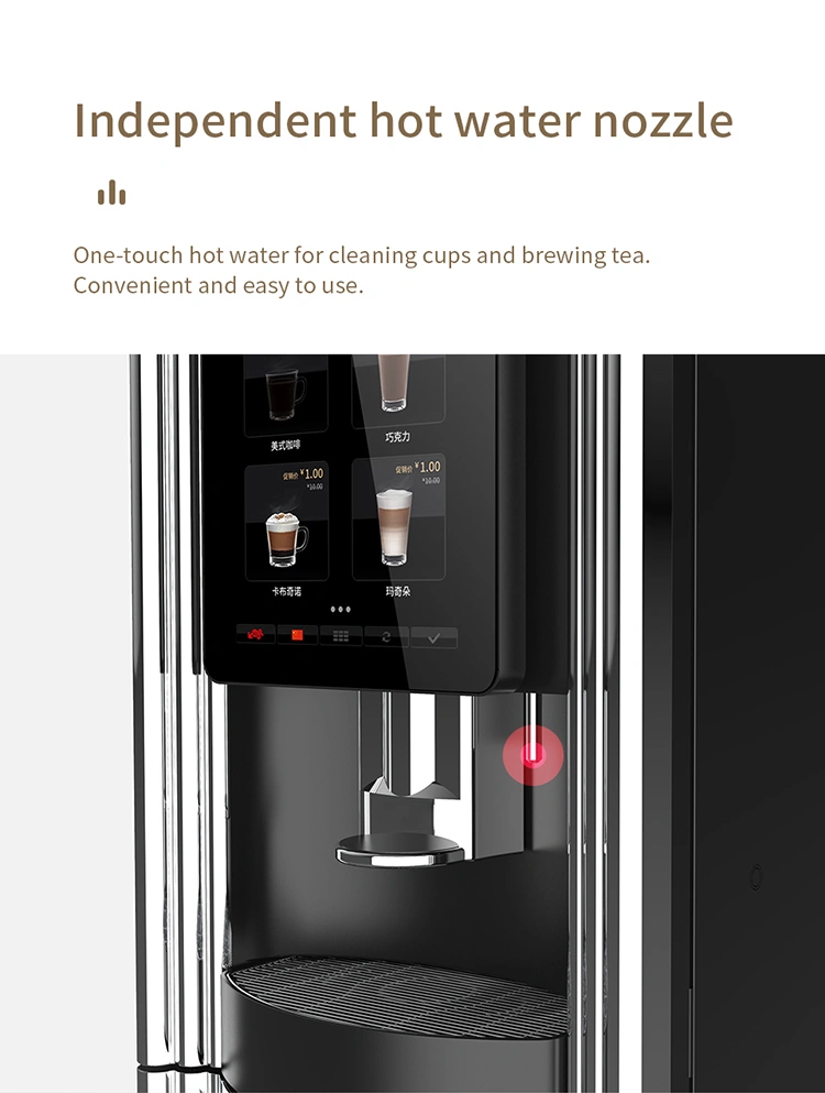 micron tabletop small coffee vending machine with independent hot water nozzle one-touch hot water for cleaning cups and brewing tea