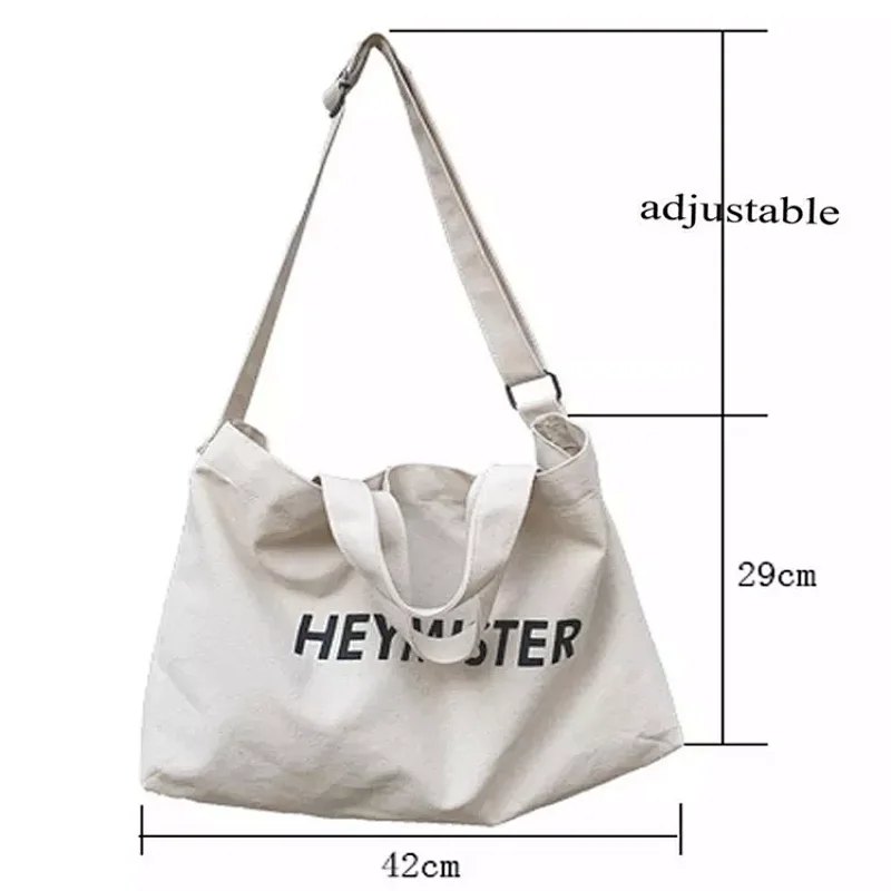 Custom Large Fashion Cross Body Cotton Shoulder Bag Canvas Tote Bag Messenger Canvas Bag with inside pocket
