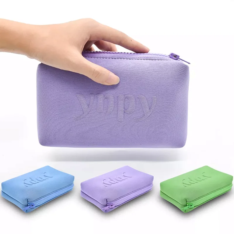 Whosale small handbags custom zipper cosmetic purse case neoprene travel organizer bag mini makeup pouch