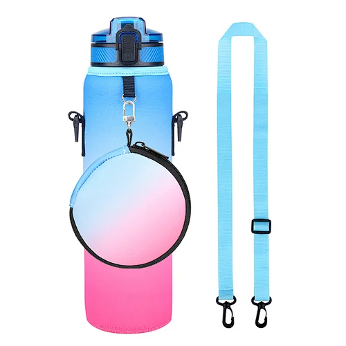 Custom neoprene half bottle cover shoulder thermos wine cover waterproof material outdoor sports cup bag