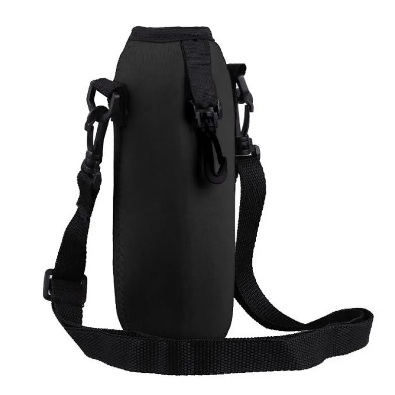 Factory Wholesale Sublimation Neoprene bottle sleeve with detachable carry strap adjusts