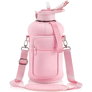 Factory Wholesale Sublimation Neoprene bottle sleeve with stash pockets and detachable carry strap a