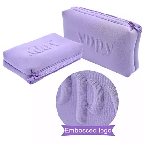 Whosale small handbags custom zipper cosmetic purse case neoprene travel organizer bag mini makeup pouch