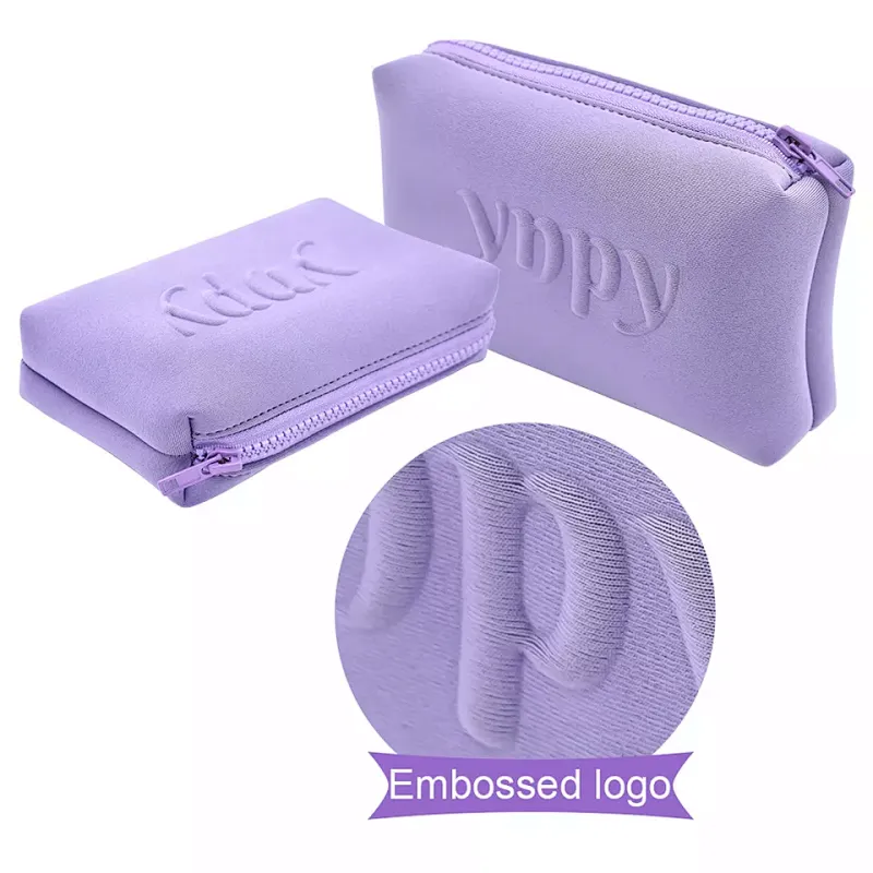 Whosale small handbags custom zipper cosmetic purse case neoprene travel organizer bag mini makeup pouch
