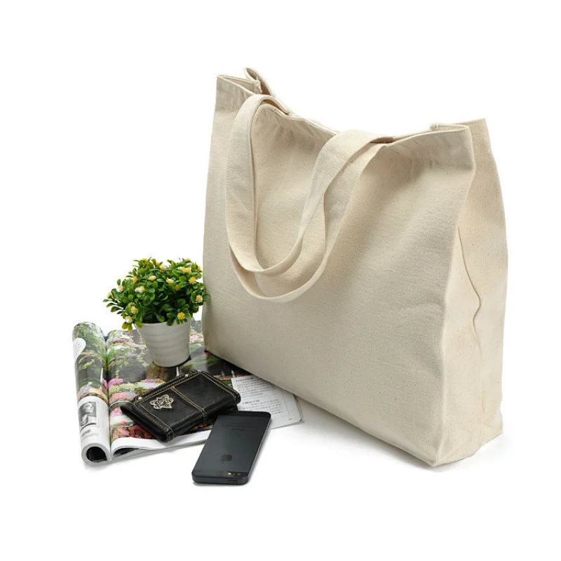 Reusable blank canvas tote bag women shopping bags with custom logo