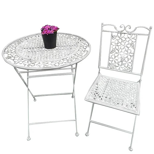 Cheap Antique Wrought Iron Folding Dining Table Chair Set Furniture For Outdoor Indoor