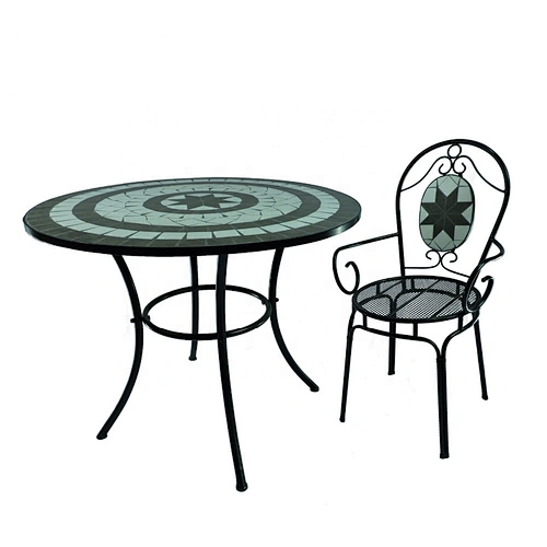 Garden Furniture Outdoor Balcony Folding Mosaic Dining Table And Chair Set