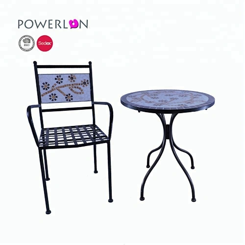 Popular Hot Mosaic Flower Shape Folding Bistro Table Set For Garden Patio rust proof