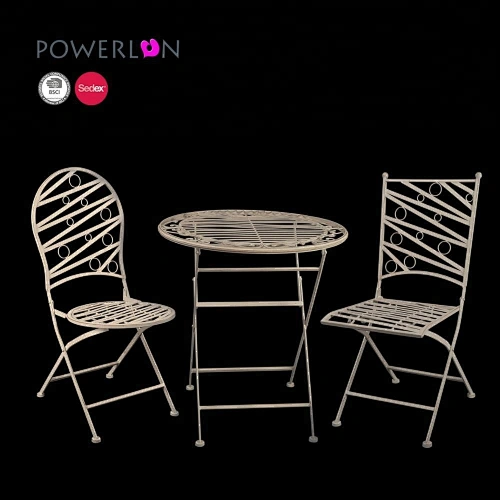 Hand Made Modern Design Iron Metal Furniture Bistro Garden Set 3pcs table&chairs