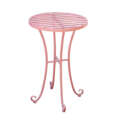 Fancy Wholesale French Rattan Bistro Tables Chairs Pink Wrought Iron Small Side Table For Home Bar