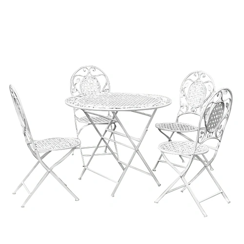 4 Chairs Set Antique White Rustproof Party Wedding Patio Furniture Garden Sets