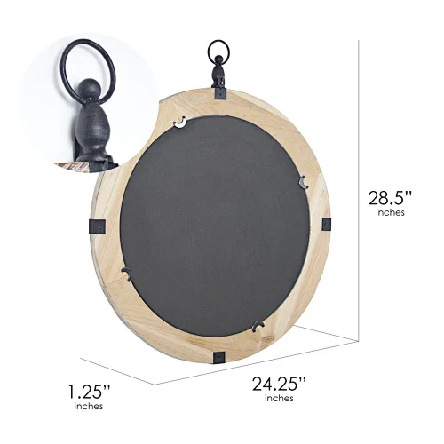 Decorative Wood Round Mirror