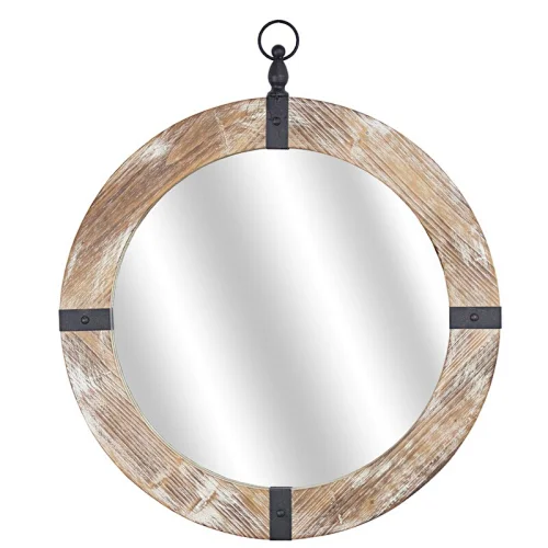 Decorative Wood Round Mirror