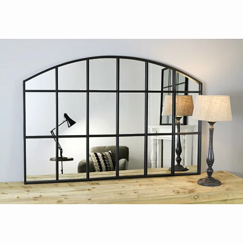 Large Arched Industrial Metal Mirror