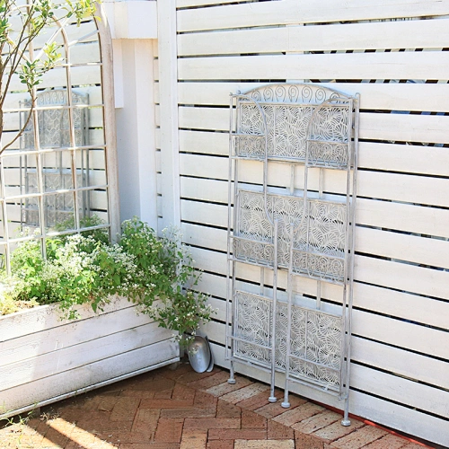 Antique 3 Tier Wrought Iron Metal Shelf Rack Display