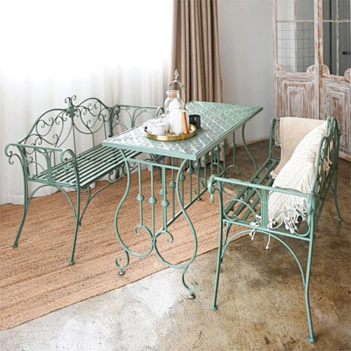 Antique Folding Wedding Outdoor Furniture Bench Set