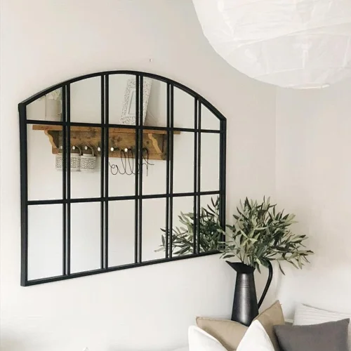 Large Arched Industrial Metal Mirror