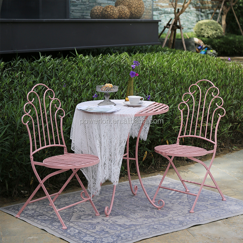 Wholesale Decor Metal Folding Table and Chair Outdoor Garden