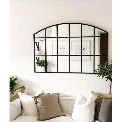 Large Arched Industrial Metal Mirror