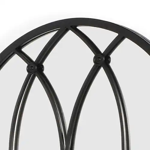 black windowpane arch antique garden mirror