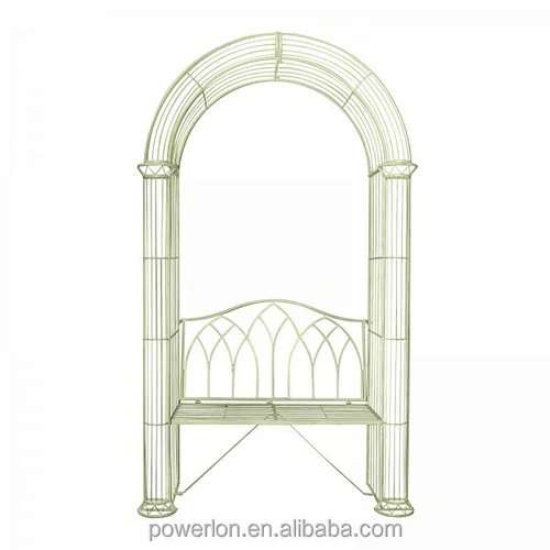 Wrought Iron climbing Greenery  Arches  arbours pergolas with Bench For Outdoor Wedding Garden Decoration