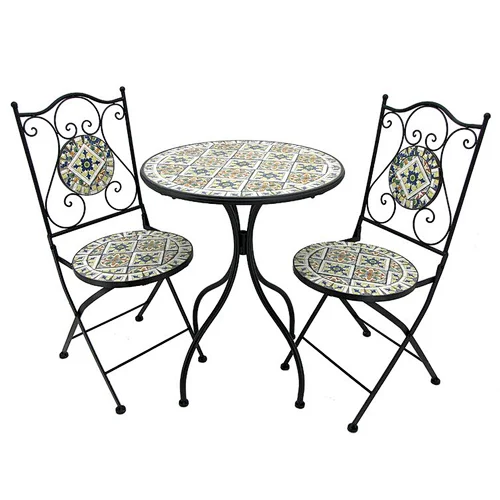 Handmade Mosaic Tiles 3 Piece Bistro Set Outdoor Patio Dining Set