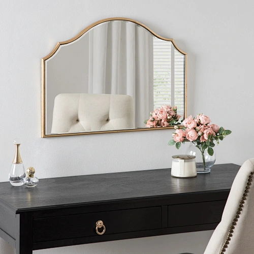 Gold Arch Arched Bathroom Wall Mirror Metal Frame Vanity Mirror Decor for Mantel Entryway