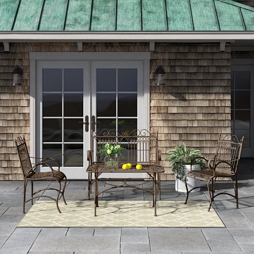 4 Piece of Sofa Set Outdoor Patio Garden Set Metal Dining Furniture Set