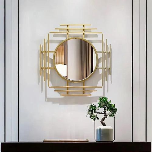 Gold Metal Layered Circle wall accent Mirror