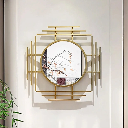 Gold Metal Layered Circle wall accent Mirror