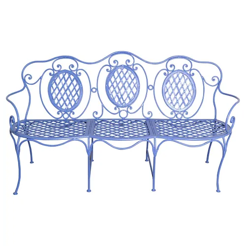 Charming Baroque Style Wrought Iron Garden Bench Lattice Iron Seat