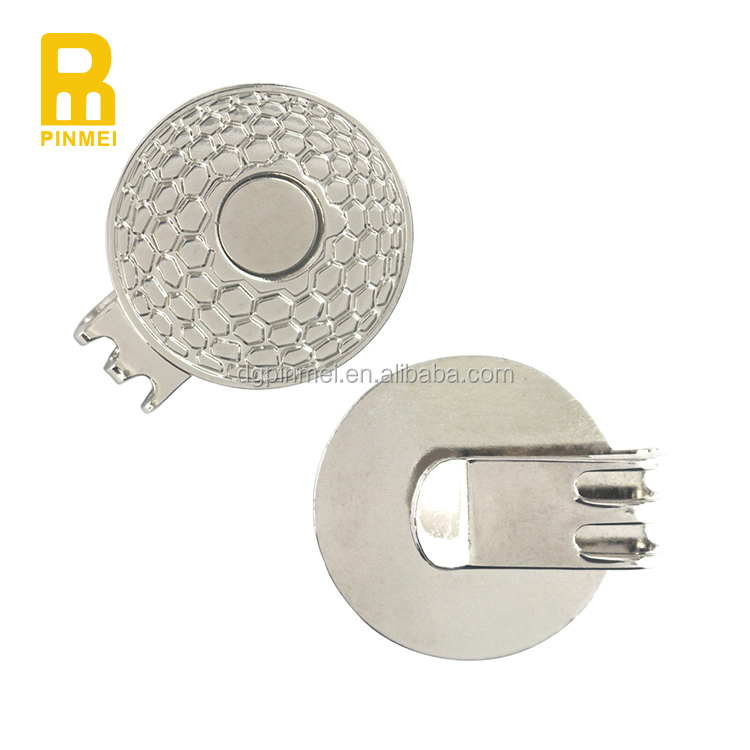 Promotional gifts metal golf ball marker magnetic round shape hat clip