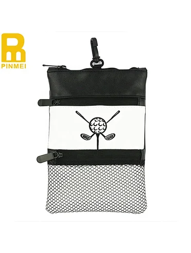 Hot Selling Golf Ball PU leather golf ball pouch Golf Accessories Ball Bag