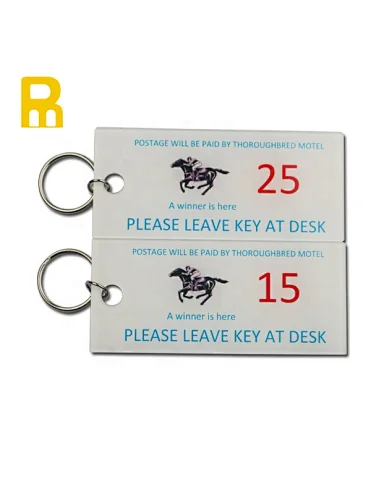 Wholesale Cheap Serial ID number Key Chain Hotel Acrylic Key Tag metal keychains with logo