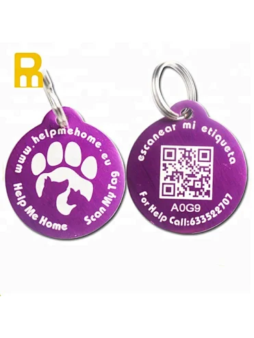Factory custom laser metal engraving aluminum qr code pet id tags cheap dog tags for dogs