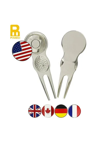 Golf club product including cool divot repair tool with ball marker