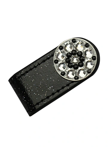 Wholesale Magnetic Colorful PU leather Glitter Golf Hat Clip for Ball Marker golf cap clip