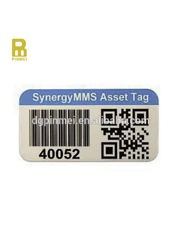 Waterproof PVC plastic barcode sticker metal serial number qr code metal asset tags