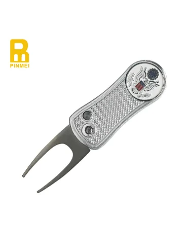 Wholesale Stainless Steel Pitch Forks Custom Folding golf switchblade divot repair tool