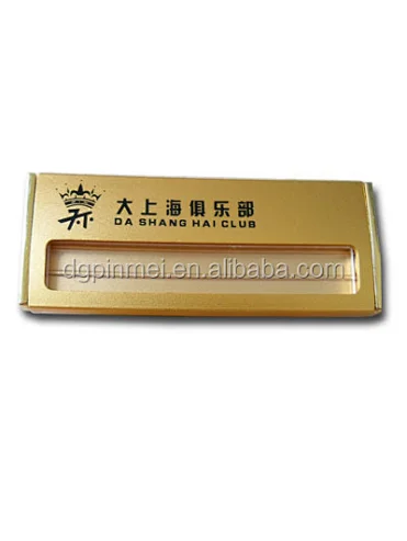 Custom logo gold name badge name plate with safety pin retractable name badge