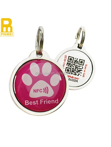 High quality metal frame rfid qr code NFC rfid ID pet tag high quality custom dog tags