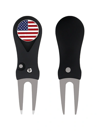 A switch blade divot tool is a versatile and essential golf accessory equipped with a sharp blade and prongs for repairing divots and ball marks on the greens. Its automatic and retractable design ensures easy use and convenient carrying.