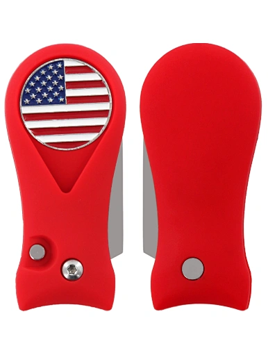 The switchblade divot repair tool is the perfect accessory for golf enthusiasts. Its sleek and compact design allows for easy storage in your golf bag, while its switchblade feature and sturdy construction make repairing divots a breeze.
