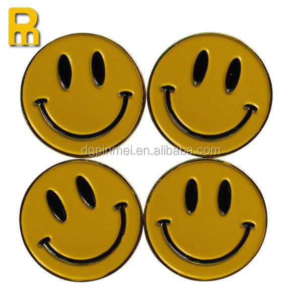 Smile face magnetic cheap custom ball marker wholesale hat clip divot tool