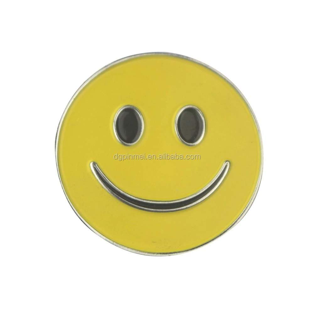 Smile face magnetic cheap custom ball marker wholesale hat clip divot tool