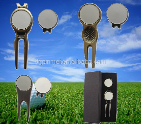 Custom golf tee divot tool/golf pitchfork/golf divot repair tool with ball marker