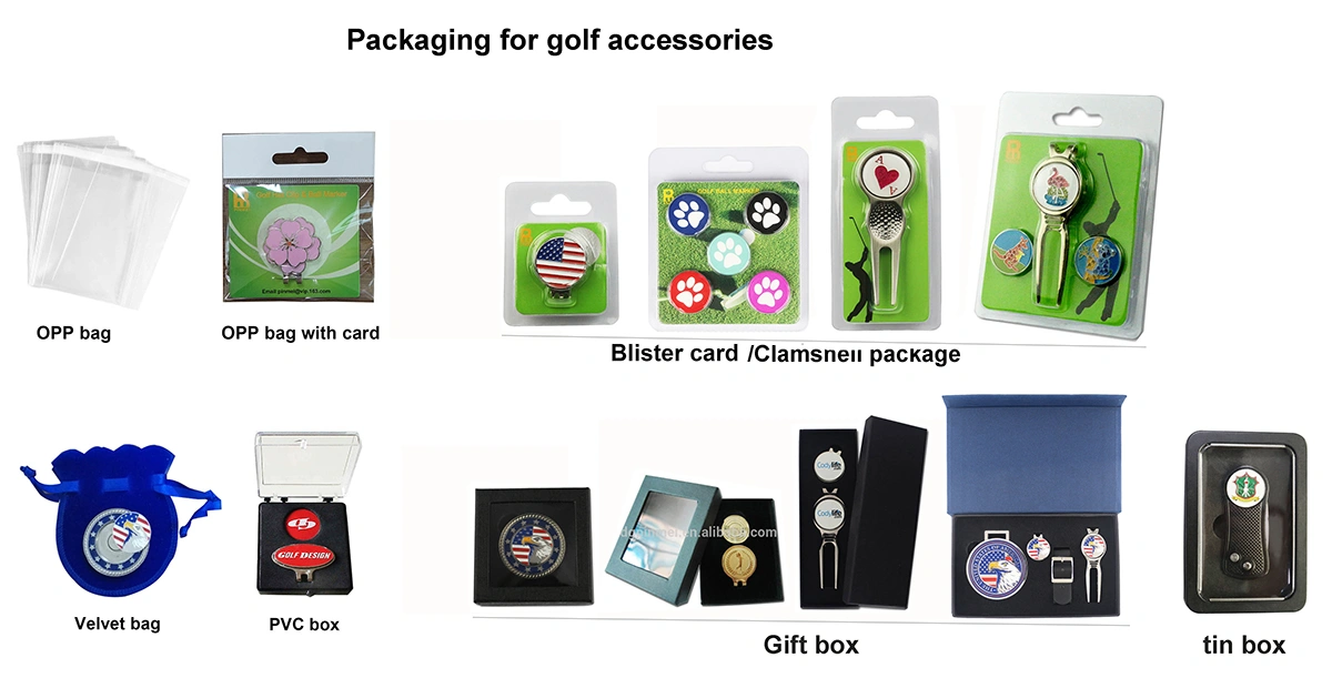 Custom golf club souvenir coin metal poker chip double sided golf big markers with presentation box