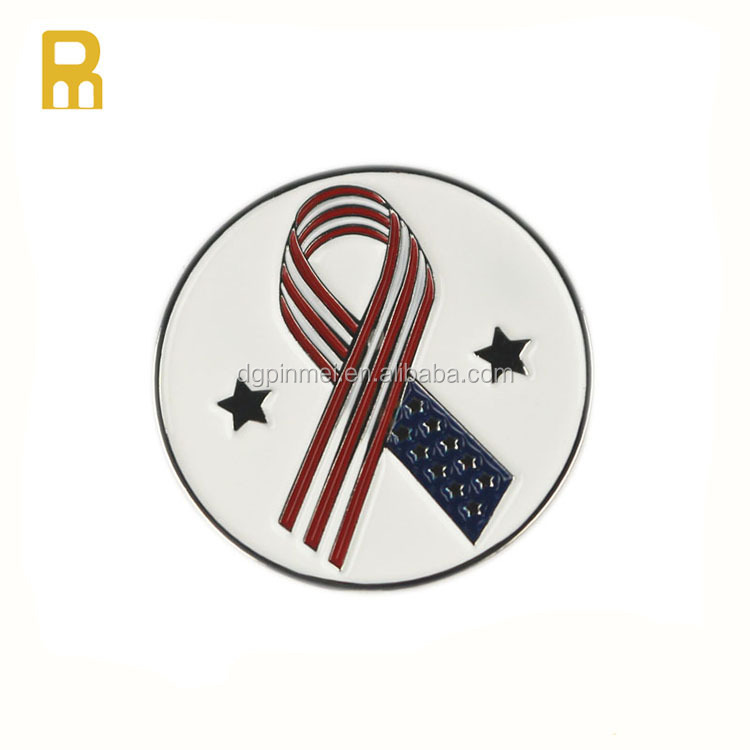 Hot Sale Magnetic Embossed Magnetic Ball Marker In Soft Enamel Infill Metal Golf Ball Marker Holder For Pitchfork