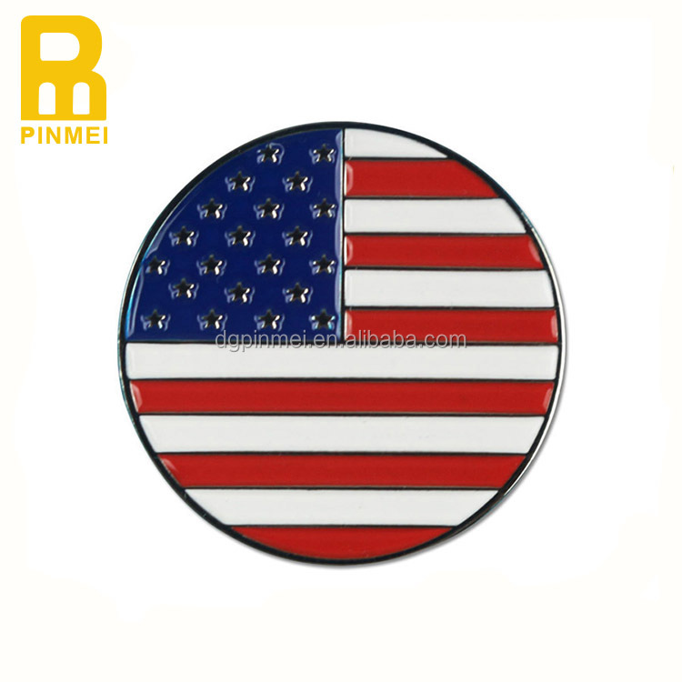 Hot Sale Magnetic Embossed Magnetic Ball Marker In Soft Enamel Infill Metal Golf Ball Marker Holder For Pitchfork